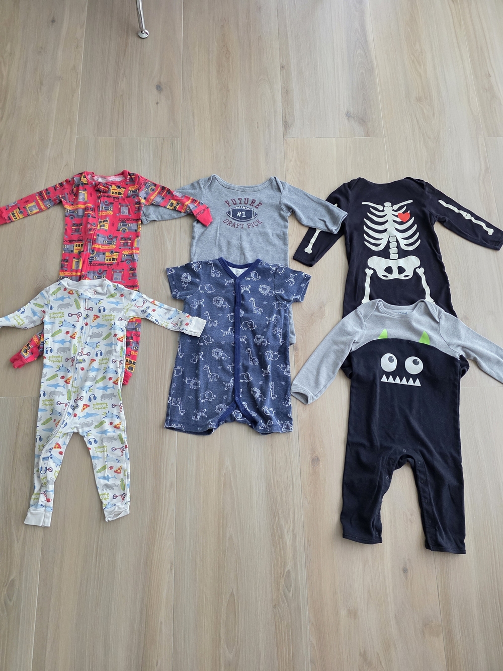 6 Baby Boy Sleepers 18-24M | Carter's, Old Navy, Little Me | 2 Glow in The Dark